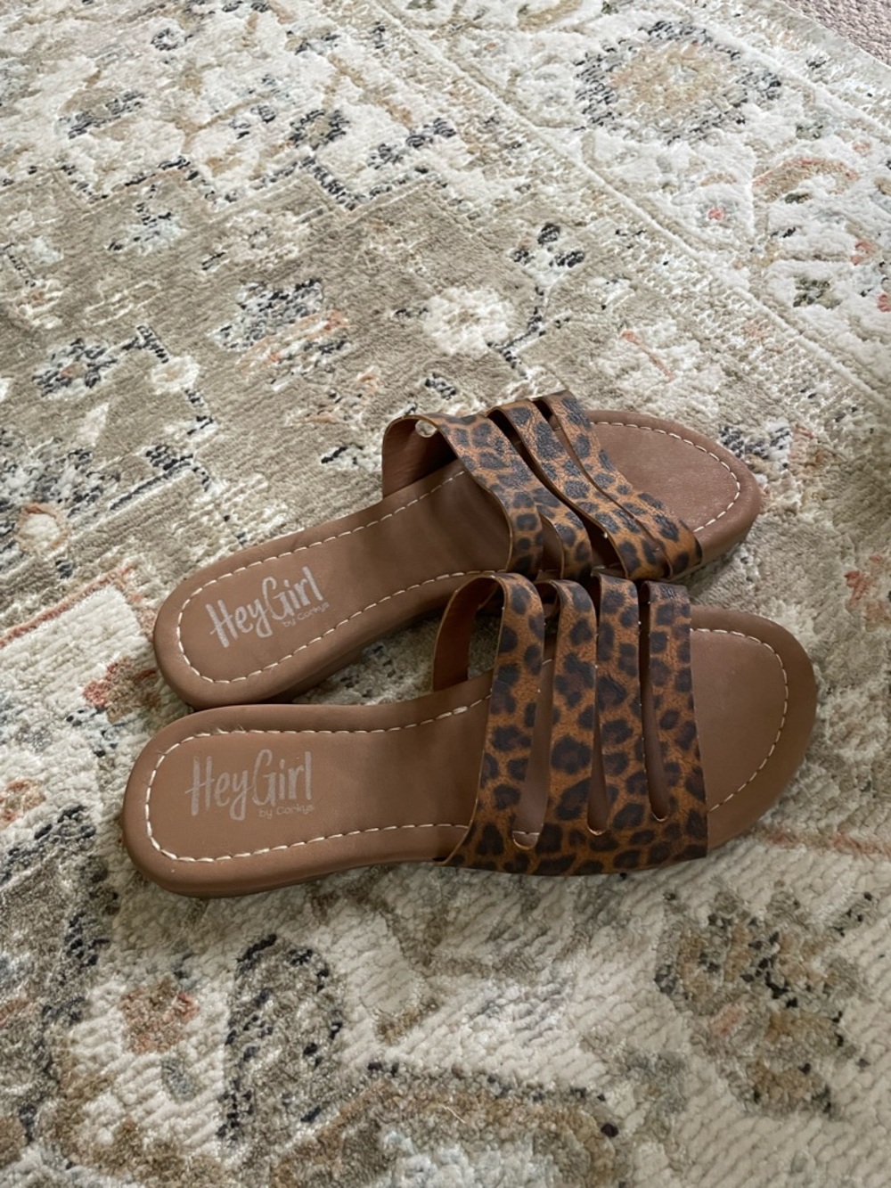 Hey Girl Leopard Print Sandal Flats
